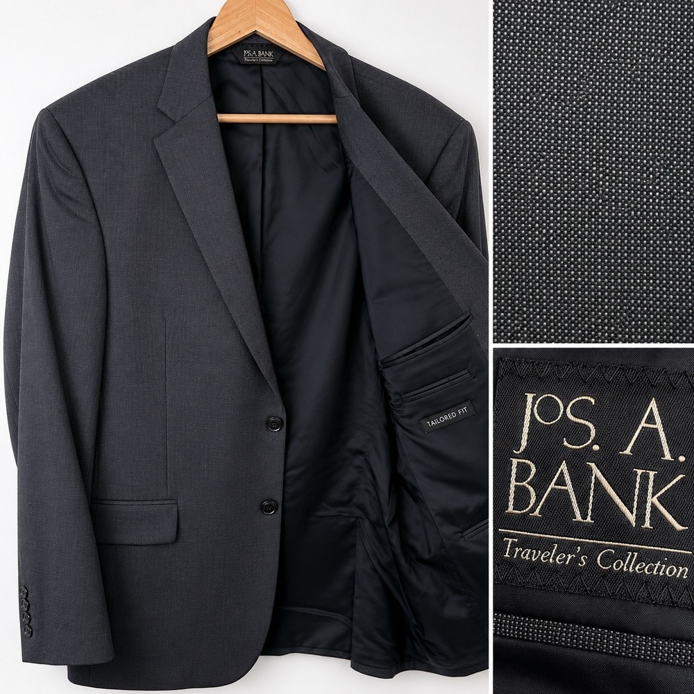 Jos A Bank Suit Mens 43L Travelers Collection Wool Tailored Fit Pants 36x32